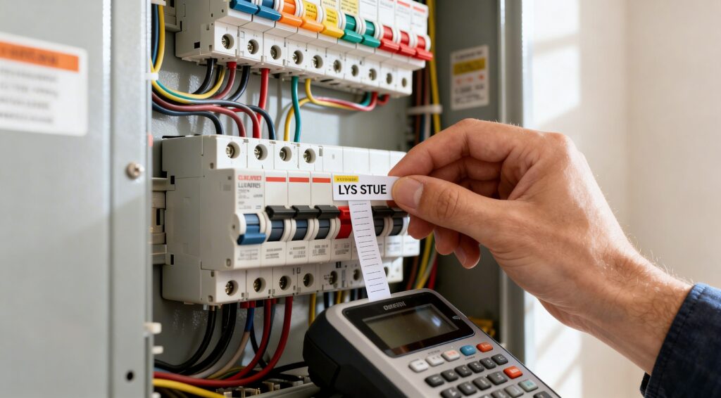 El-udstyr og sikringer i elskab til professionel installation.